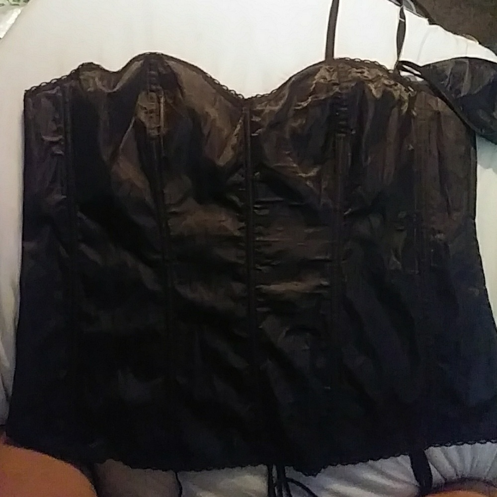 Black satin corset